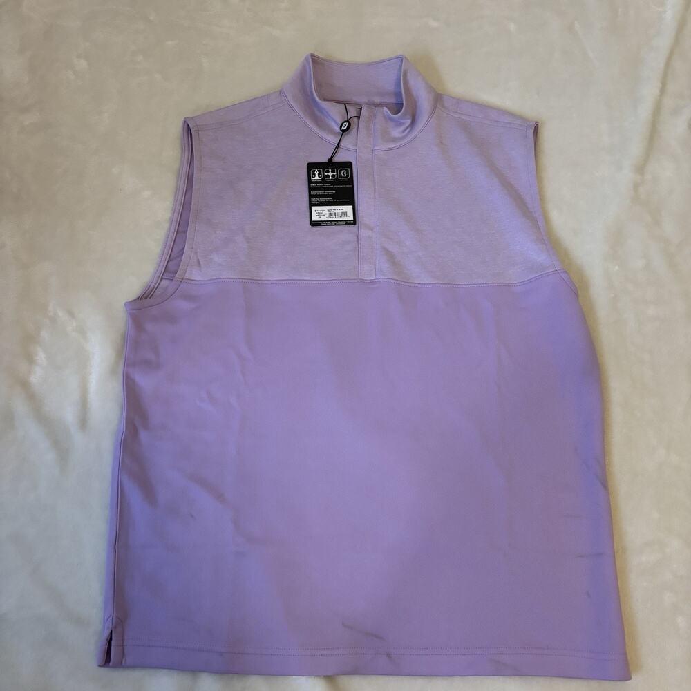 FootJoy NWT Men's Medium Golf Vest Lavender Heather Yoke 1/2 Zip Vest Pullover